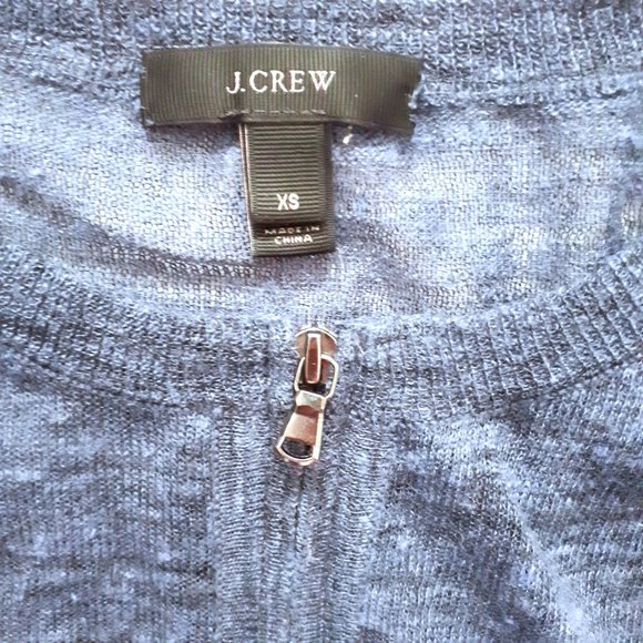 J Crew Blue Linen Blend Zip Up Sweater Top - Picture 2 of 6
